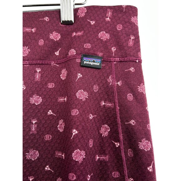 Patagonia Capilene Midweight Baselayer Bottoms Recycld Polyester Maroon Print XL - Picture 5 of 7